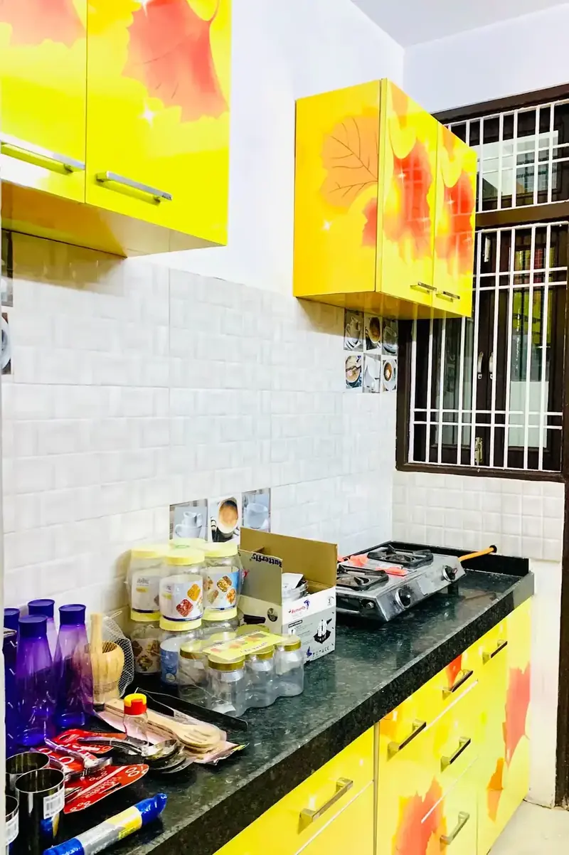 Modular self-cook kitchen with chimney and RO water at A-31 Girls PG, Jagatpura