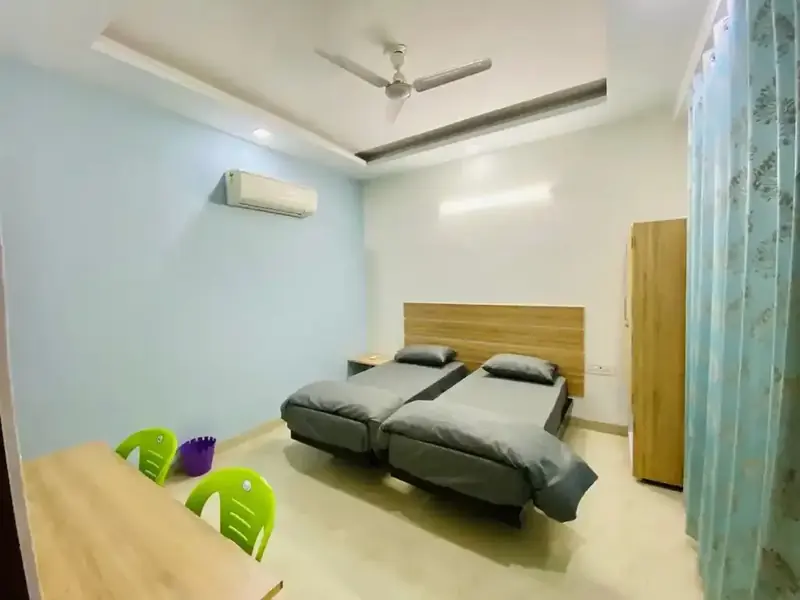 Furnished twin room with 8-inch mattresses at A-31 Girls PG, Jagatpura